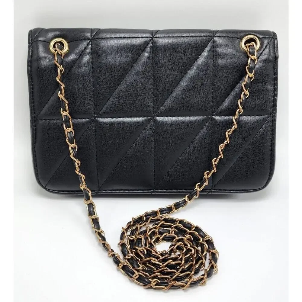 BAM FOREVER Leather Clutch Purse Black Magnetic Snap Quilted Leather Purse Small